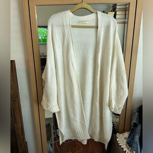 White knit open-front cardigan